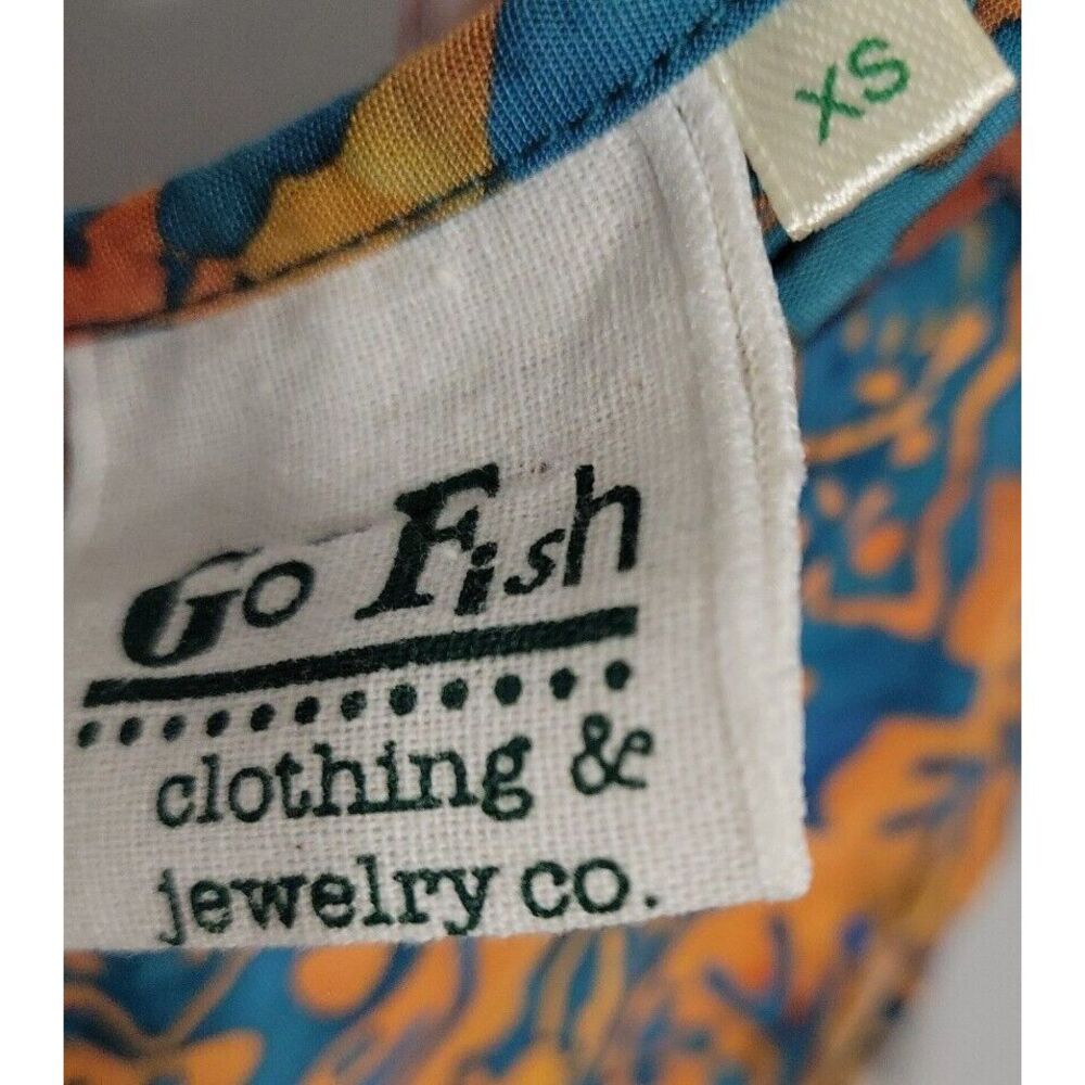 Go Fish Women's Dress Size XS Teal Orange Abstract Pocket - Picture 4 of 5